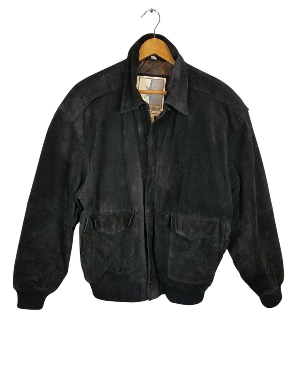 Middlebrook Park Vintage Men's Black Suede Leather Bomber Jacket Size Medium